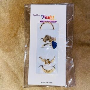 Gold and Blue Fashion Jewelry Ring Set